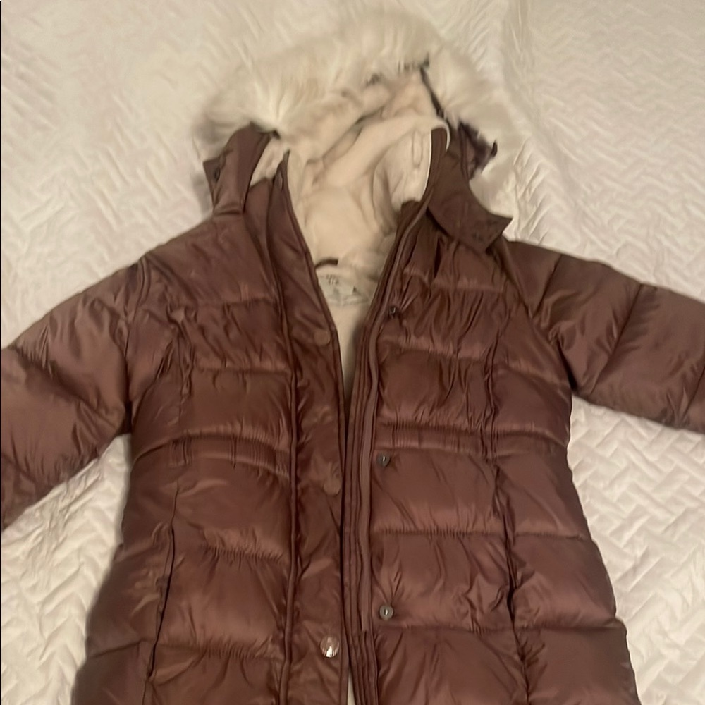 Abercrombie Kids Brown Quilted Puffer Jacket with Hood